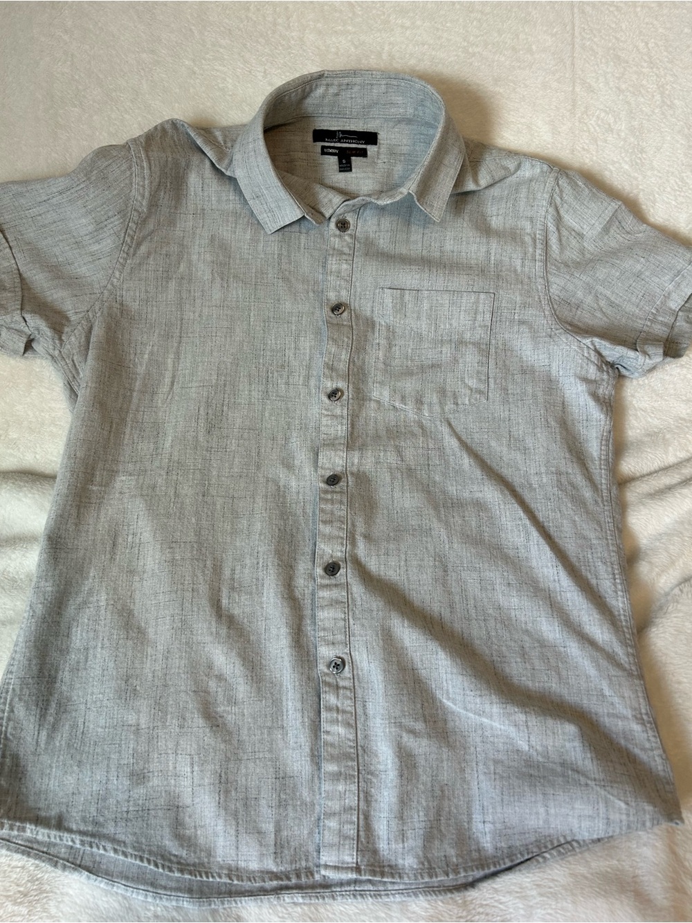 Marc Anthony Light Gray Short Sleeve Button-Down Shirt
